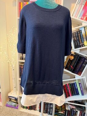 Design History Navy Knit Top with Crew Neck